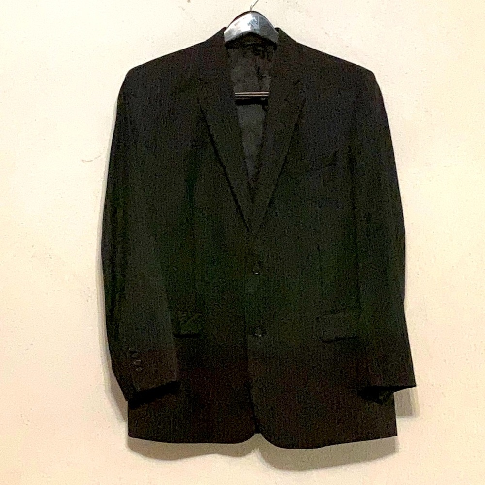Navy blue pinstripe blazer